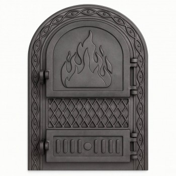 Ușă pentru sobă din fontă ARCA, dublă, arcuită, 515x325 mm
