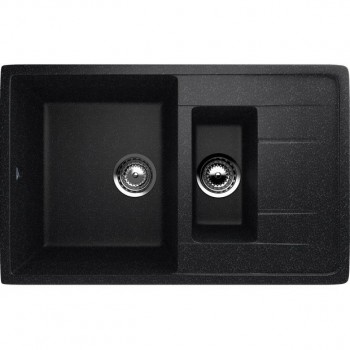 Chiuvetă pentru bucătărie Ulgran U-205 încastrată 770 x 495 x 195 mm, din marmură artificială, neagră (U-205-308)