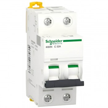 Автоматический выключатель Schneider Electric Acti9 iK60N 2P, 32 A, C, 6 kA, DIN-рейка, 440 В A9K24232
