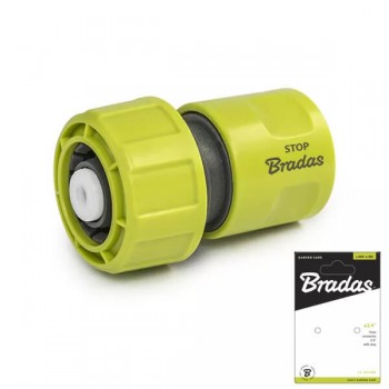 Коннектор быстросъемный с аквастопом для поливочного шланга Bradas LIME LINE LE-02150K, 3/4"