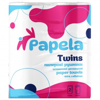 Бумажные полотенца Papela Twins, 2 слоя, 2 рулона, 165 отрывов