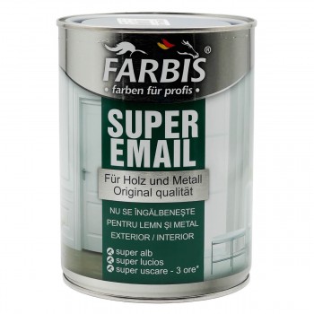 Email alchidic pentru metal și lemn Farbis Super Email 0,7 l alb lucios