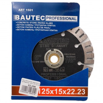 Disc diamantat segmentat BAUTEC PROFESSIONAL 125x15x22.23 mm (Art. 1501)