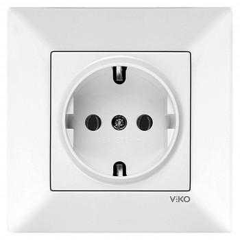 Розетка Viko Meridian 16 А, IP20, скрытая установка, белая, с заземлением 90976008