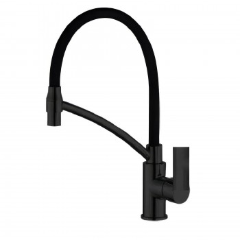 Смеситель для кухни Cron черный, с гибким изливом для мойки (Арт. 2711)