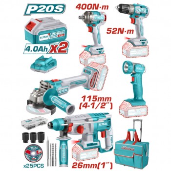 Набор аккумуляторных инструментов Total Tools TCKLI2058 5 шт. универсальный комплект