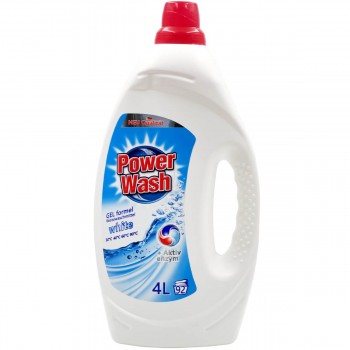 Гель для стирки, жидкий стиральный порошок Power Wash Gel formel Feinwaschmittel White 30°C, 40°C, 60°C, 90°C, +Aktiv enzym, 4 л, 92 стирок