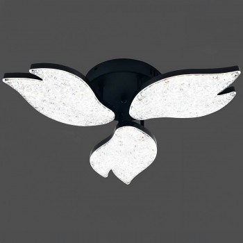 Люстра светодиодная потолочная, черная, 3 кристальных плафона, накладная 26281/3