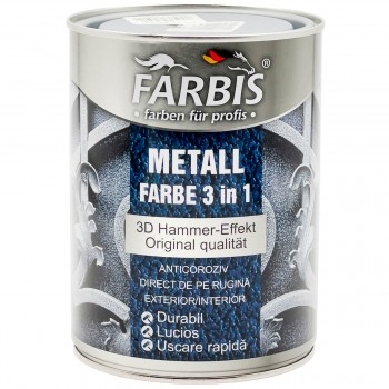 Vopsea cu efect de ciocan Farbis 3 în 1 verde 0.75 L pentru metal, protecție anticorozivă