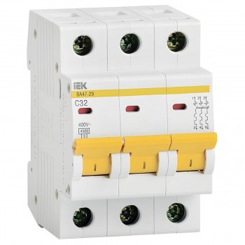 Автоматический выключатель IEK ВА47-29 3P, тип С, 4.5 кА, 40 А, 400 В