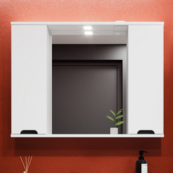 Dulap cu oglindă pentru baie Bayro Etna Duo 1000x750 mm, alb mat