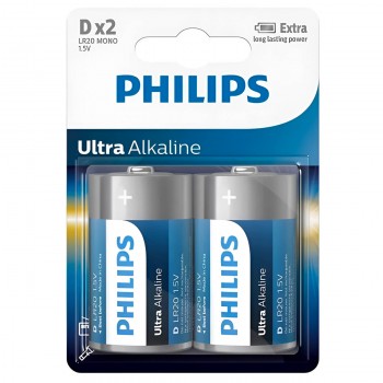 Батареи Philips ULTRA ALKALINE LR20 1.5 В (2 штуки)