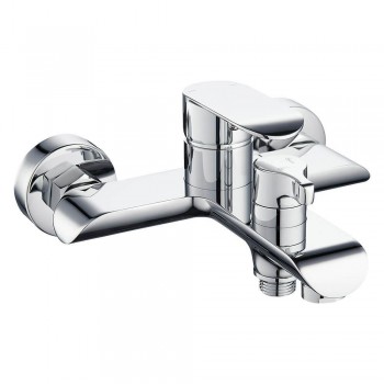 Baterie pentru cadă cu set de duș Mat|eco Neve montaj pe perete, monocomandă, din alamă, crom, pipă 183 mm
