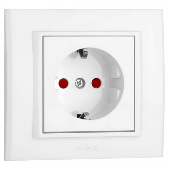 Priză cu împământare și protecție OVIVO MINA, alb, 401-010300-218