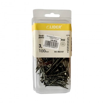 Șurub pentru lemn și gips-carton Lider 3.5x45 mm 100 bucăți (Art. 002107)