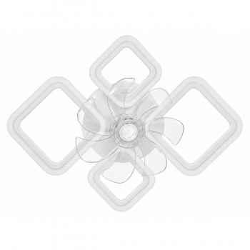 Lustră LED de tavan cu ventilator, 4 pătrate, albă, 127-008-2+2 WH