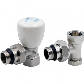 Набор угловых клапанов для радиатора KUBBER 1/2" НР х 1/2" ВР подача и обратка, с прокладками