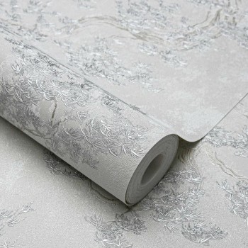 Tapet vinil pe bază de flizelină WallSecret Comfort Bonsai 9156-23, gri, lavabil, embosare la cald, 1,06 x 10,05 m
