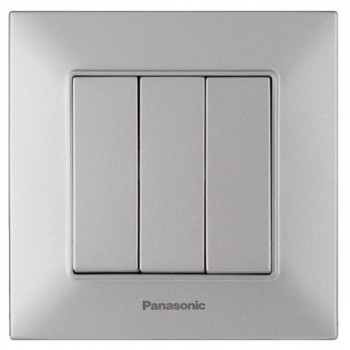 Выключатель трехклавишный Panasonic Arkedia Slim серебристый WNTC0015-2SL