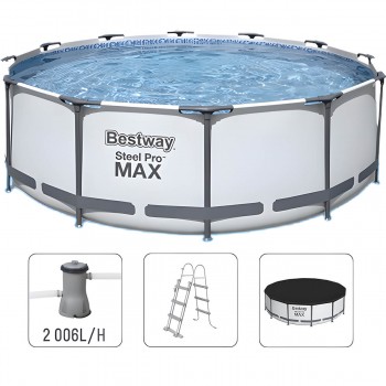Бассейн круглый Bestway STEEL PRO MAX 366 х 122 см, со стальным каркасом, 10250 л, фильтр-насос 2006 л/ч