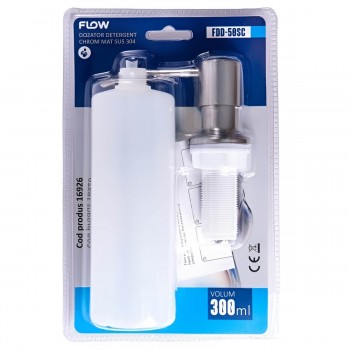 Dozator detergent lichid pentru chiuvetă Flow FDD-50SC, 300 ml, crom mat