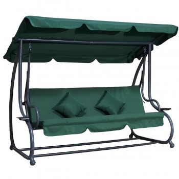 Садовые качели Xenos Sicilia Dark Green, 3-местные, 230х120х164 см, до 240 кг, раскладные, с регулируемым тентом