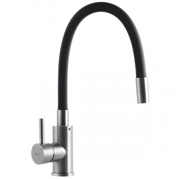 Baterie pentru bucătărie ZERIX SUS-011 REFL.BLACK cu pipă flexibilă, monocomandă, din oțel inoxidabil