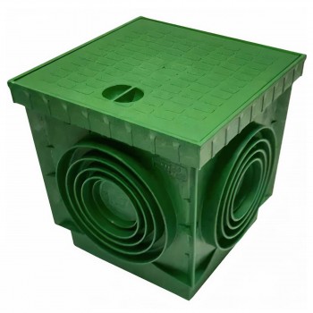 Camin pluvial cu capac Stamplast TOP 300x300x300 mm din polipropilenă verde 0111747