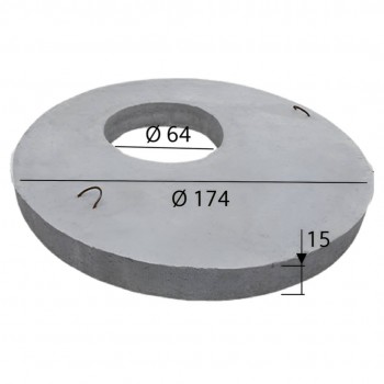 Крышка для железобетонного кольца с отверстием CG-150 174х64х15 см