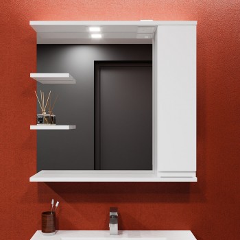 Dulap cu oglindă Bayro Studio 799x754 mm, dreapta, alb mat