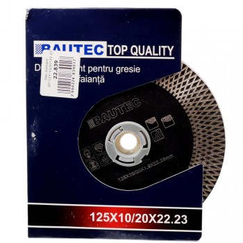 Disc diamantat pentru tăierea gresiei și faianței (125x10/20x22.23 mm) BAUTEC 2102