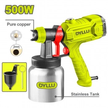 Pistol de vopsit electric DYLLU DTEG1A181, 500 W, rezervor 800 ml, debit de vopsea 390 ml/min