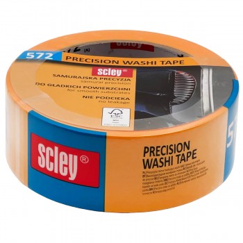 Bandă de mascare SCLEY 572 Washi 38 mm x 33 m, galbenă, ultra subțire, acril (art. 0300-723338)