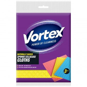 Салфетки целлюлозные губчатые Vortex Sponge Cloths для уборки кухни, 3 шт