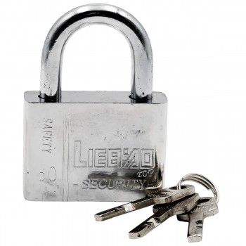 Навесной замок никелированный LIEB 50 мм с высокой защитой