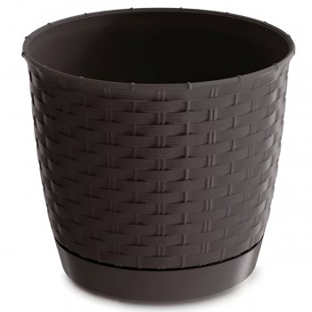 Ghiveci pentru flori Prosperplast Ratolla Round 1,2 L, 145x127 mm, maro închis DRLO145-440U