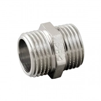 Niplu HYDRO-S 1/2 filet extern x 1/2 filet extern din alamă, nichelat 7002033