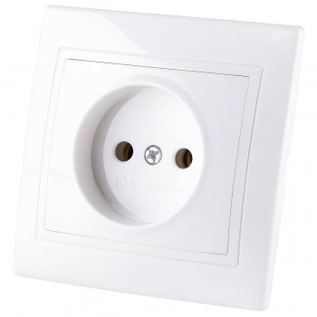 Priză 1000kW LUNA fără împământare, 2P, 10A, albă KW-0206-0409