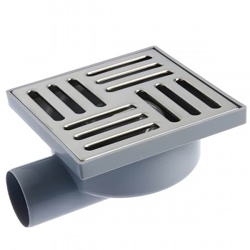 Sifon pardoseală cu ieșire orizontală Ani Plast d.50 mm, cu grilă din oțel inoxidabil 150 x 150 mm