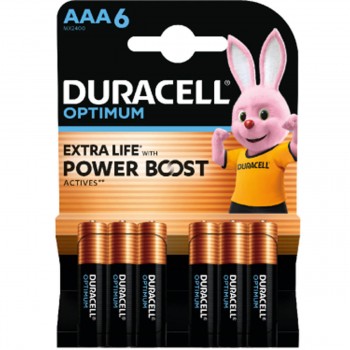 Baterii alcaline Duracell Optimum AAA (LR03), 1,5 V, 6 buc.