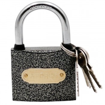 Замок навесной X FORCE серый 63 мм с резиновым кольцом 2666