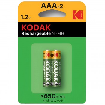 Аккумуляторные батарейки Kodak AAA HR03 Ni-MH 650 мАч 1.2 В 2 шт K3AHR-2