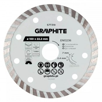 Disc diamantat Graphite Turbo 150x22,2 mm pentru beton, cărămidă și piatră 57T319