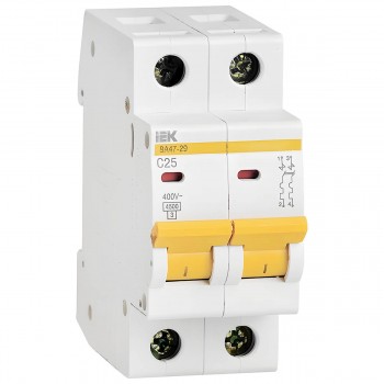 Автоматический выключатель IEK ВА47-29 2P, тип С, 4.5 кА, 25 А, 400 В