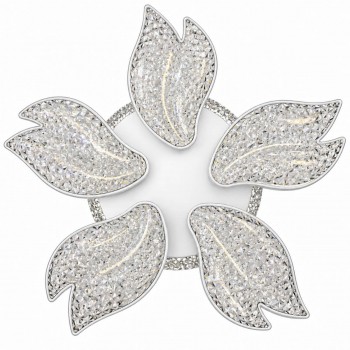 Lustră LED de tavan 6116-5Z WH, albă, cu 5 abajururi în formă de petale și efect de cristal