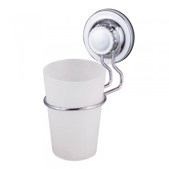 Стакан для зубных щеток Nomi Vega Vacuum Fix настенный с подставкой из нержавеющей стали, и пластиковым стаканом