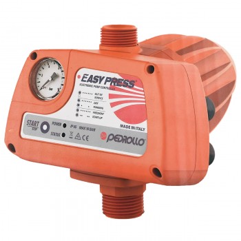 Регулятор давления электронный Pedrollo Easy Press II M 1.5 кВт, с манометром, оранжевый 50066/215P