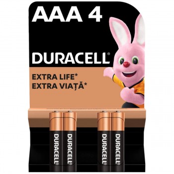 Baterii alcaline Duracell AAA LR03/MN2400, 1.5 V, 4 buc (blister)