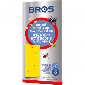 Клеевые ловушки BROS B388 для сада и теплиц, жёлтые листы от тли и белокрылки, 10 шт