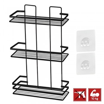 Etajeră pentru baie neagră 3 rafturi OKYANUS Magic Fix 745